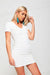Cream Short Sleeve Lace Back Mini Dress - Samanta Factory