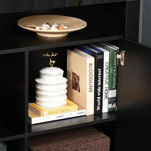 LED Storage Cabinet – High Gloss Finish with RGB Lighting & Multiple Compartments - Samanta Factory
