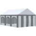 6 x 4 meter white party canopy with removable sidewalls and zipped doors set up outdoors for a garden party