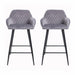 Velvet Bar Stools Set of 2 – Diamond Quilted Design with Arm & Foot Rests - Samanta Factory