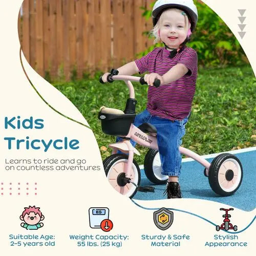 Kids Tricycle – Adjustable Seat & Basket for Toddlers' Outdoor Fun - Samanta Factory