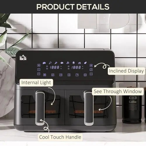 Dual Air Fryer – Independent 4L Baskets with 8 Presets & Healthy Low-Oil Cooking - Samanta Factory