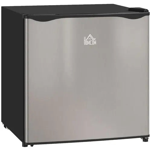 HOMCOM 46L silver countertop mini fridge with chiller box for bedrooms and small spaces.