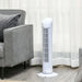 Slim white 30-inch oscillating tower fan with 3 speeds and top button control