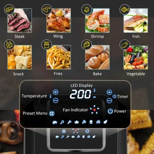 4.7QT digital air fryer with touchscreen and oil-free hot air circulation for healthy cooking

