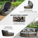 4-piece outdoor rattan daybed set with canopy and cushions on a garden patio

