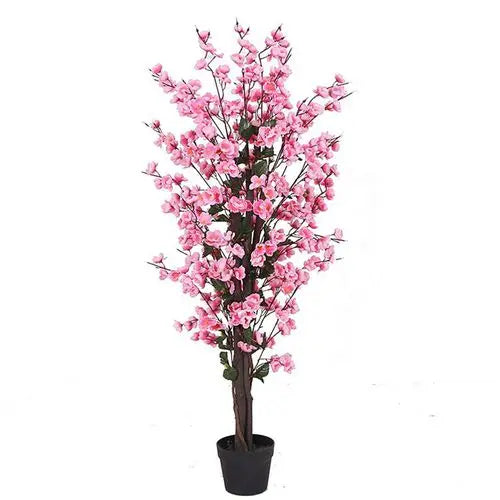 120cm lifelike artificial pink blossom tree in plastic pot by Leaf Design UK

