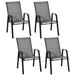 Set of four stackable outdoor mesh garden chairs with high backs and metal frame
