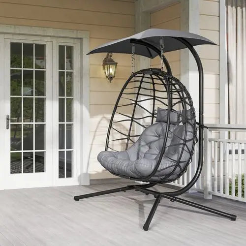 Double Rattan Swing Chair – Weather-Resistant Hanging Egg Seat for Two - Samanta Factory