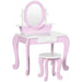 Pink kids dressing table set with mirror and matching stool – vanity desk with drawer for UK girls aged 3 to 6

